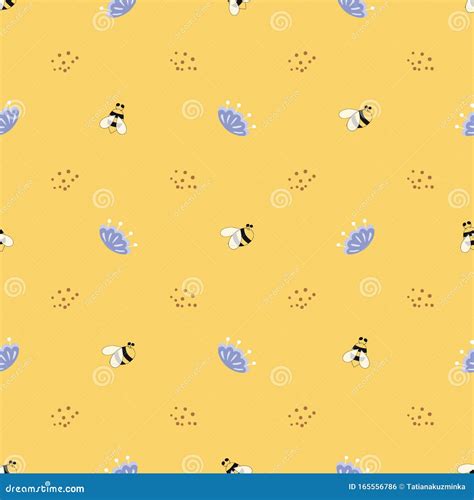 Yellow Pattern Flowers Insects Background Cute Simple Texture Bee ...