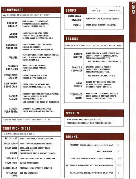 Menu at Local Foods - Rice Village restaurant, Houston, Dunstan Rd