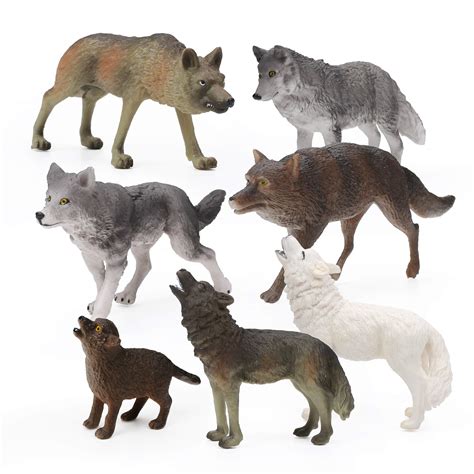 Buy RESTCLOUD 7Pcs Wolf Toy Figurines Set Wolf Animals Figures (Wolf ...