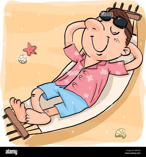 cartoon man relaxing in the hammock on the beach Stock Vector Image ...