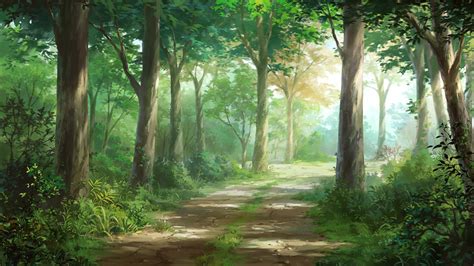 Serene Anime Forest Path - HD Wallpaper by Dao Dao