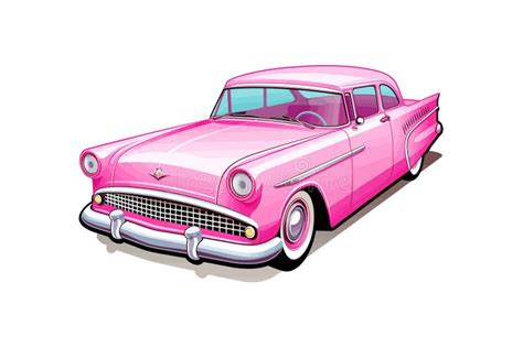 Cartoon Vintage Pink Car. Vector Illustration Design Stock Illustration - Illustration of girl ...