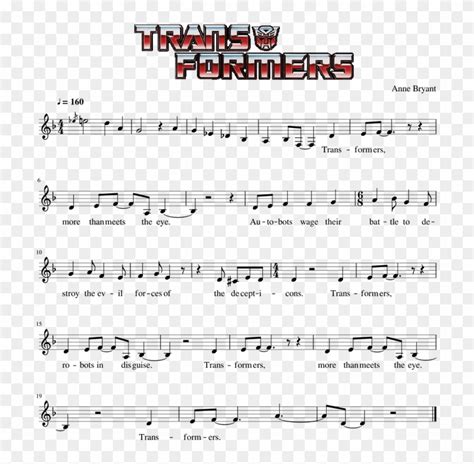 Transformers G1 80's Cartoon Theme Song - Sheet Music, HD Png Download - 850x1100(#4204994 ...