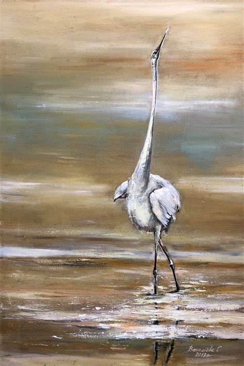 Heron painting Original art Heron artwork Heron Decor Bird | Etsy