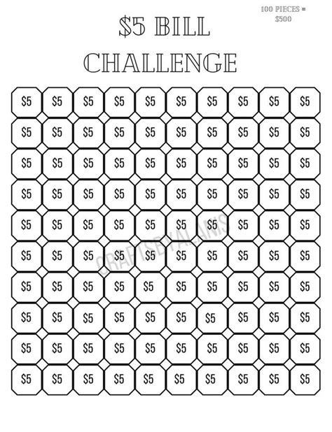 5 Dollar Bill Challenge Printable Savings Challenge Savings | Etsy | Money saving strategies ...