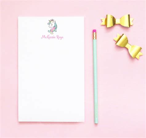 Girls Unicorn Stationary Set for Kids Customized Notepad | Etsy