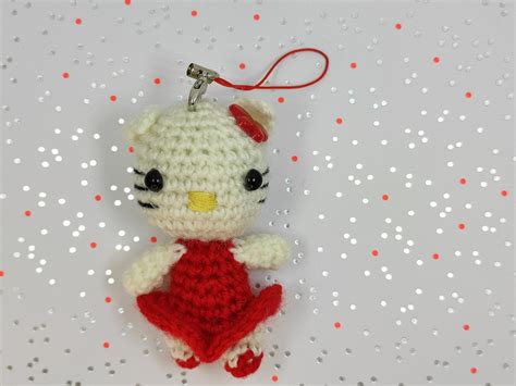 Crochet toy Hello Kitty Amigurumi Keychain Handmade Crochet | Etsy