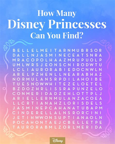 Disney Princess Word Search Printable