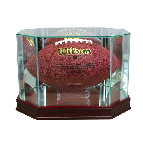 Octagon Football Display Case with Cherry Sport Moulding with ...