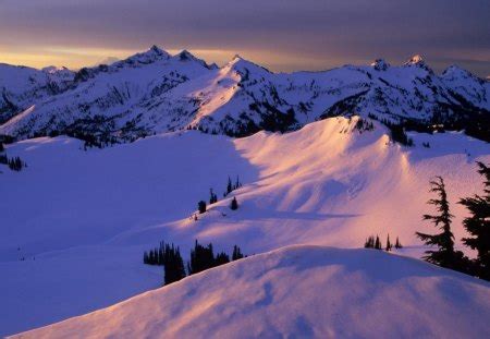 Sunset over Snowy Mountains - Mountains & Nature Background Wallpapers on Desktop Nexus (Image ...