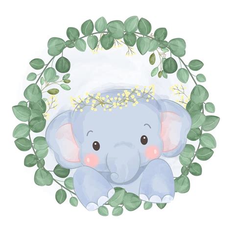 estilo acuarela adorable bebé elefante | Elephant illustration, Cute ...