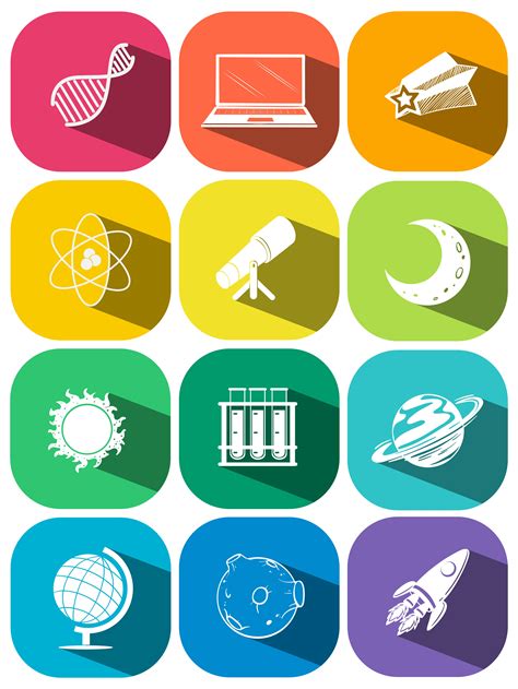 Science symbols on color icons 448618 Vector Art at Vecteezy