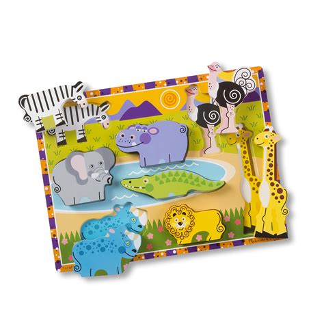 Buy Melissa & Doug Safari Wooden Chunky Puzzle (8 pcs) - Wooden Puzzles for Toddlers, Animal ...