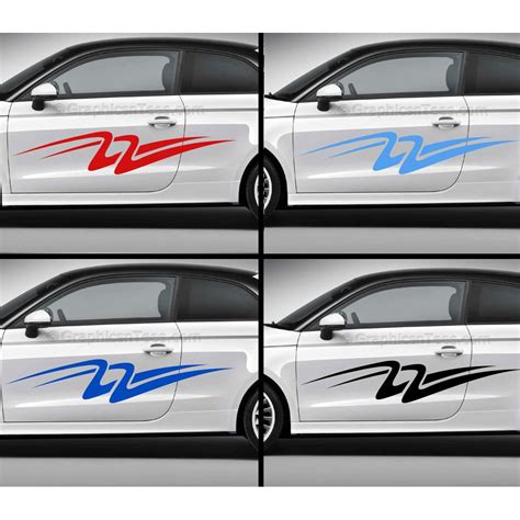 Custom Car Stickers, Vinyl Graphic Side Stripe Decals - Swooshes