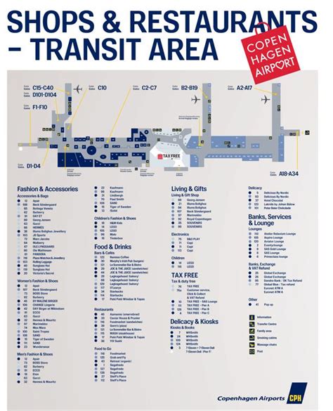 Copenhagen Airport(CPH) Terminal Maps, Shops, Restaurants, Food Court 2024