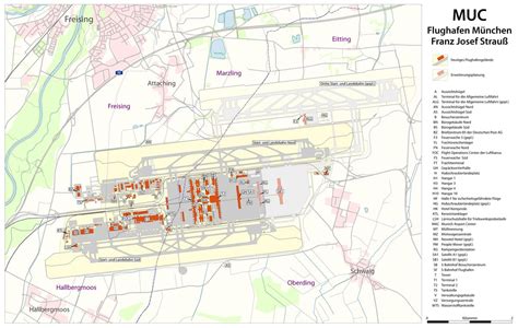 Munich airport map - Munich airport terminal map (Bavaria - Germany)