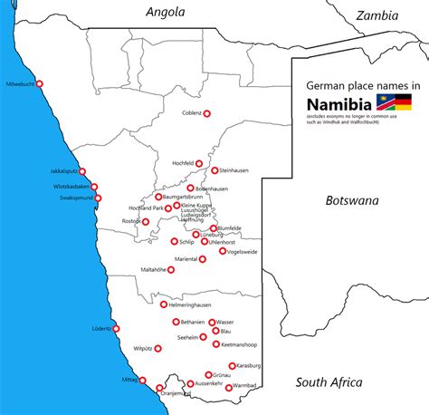 German place names in Namibia [1252 x 1212] : MapPorn