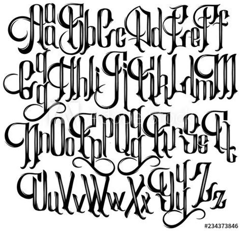 Vector handwritten gothic font for unique lettering. | Lettering styles alphabet, Tattoo ...