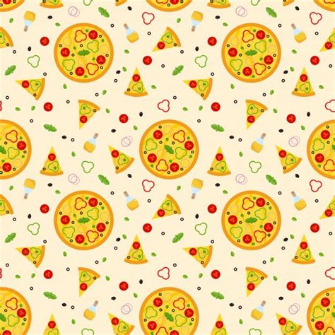 Premium Vector | Bright vector seamless pattern with pizza
