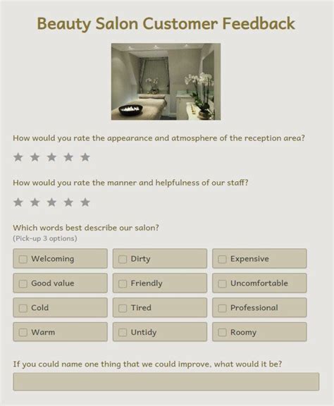 Free Beauty Salon Customer Feedback Form Template