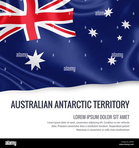 Flag of Australian state Australian Antarctic Territory waving on an isolated white background ...