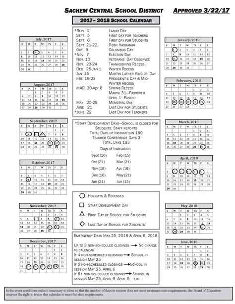 Sachem approves 2017-2018 district calendar | Sachem Report