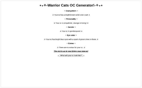 ∘₊ -Warrior Cats OC Generator!- ₊∘