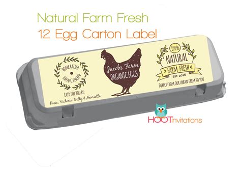 Custom Egg Carton Label Vintage Style Fresh Eggs Label Print at Home 12 ...