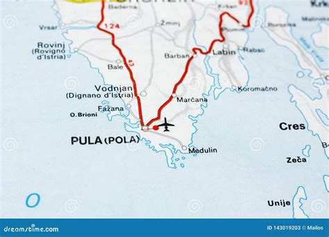 Geographic Map of European Country Croatia with Pula City Stock Image ...