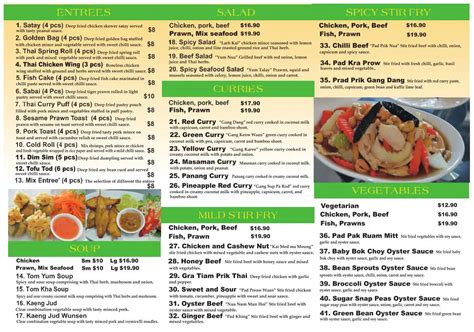 Wii's Thai Cafe & Takeaway Menu - Urbanspoon/Zomato