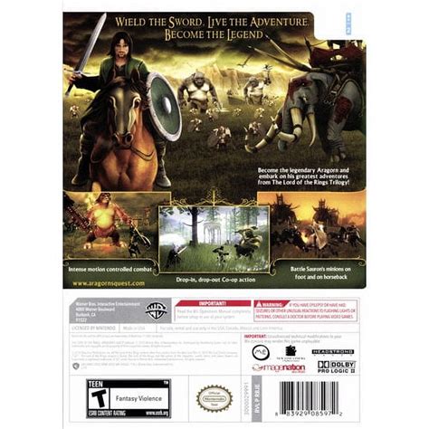 The Lord of the Rings Aragorn's Quest WII video game - Walmart.com