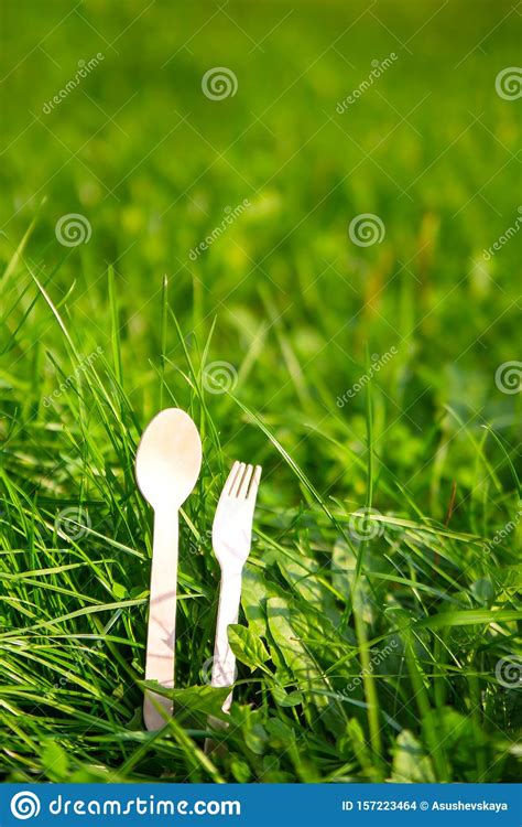 Eco-friendly Cutlery Wooden Spoon Fork Stock Photo - Image of color ...