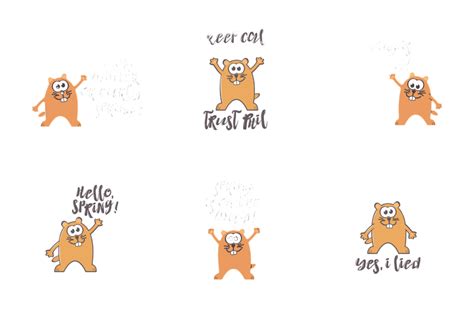 Groundhog Day Vector PNG Images, Set Of Groundhog Day Greeting Cards ...