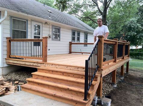 A small back deck. | Mobile home porch, Back deck designs, House deck