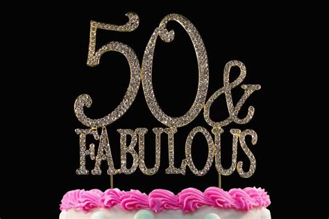 50 and Fabulous Crystal Cake Toppers GOLD Bling 50th Birthday - Etsy