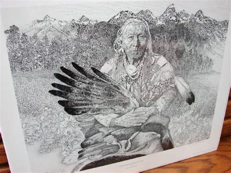 Old Man Mountain Pencil Drawing Native American Indian Harris Print ...