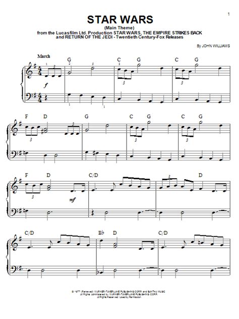 Star Wars (Main Theme) (Easy Piano) - Print Sheet Music Now