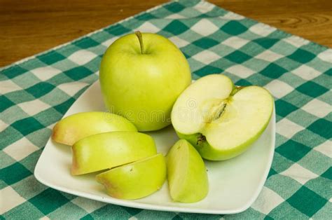 Mutsu Apple Slices on White Plate Stock Photo - Image of fresh, dieting ...