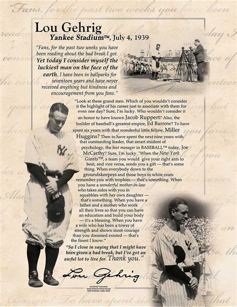 Lou Gehrig Farewell Speech collage photo Iron horse Yankees | Etsy