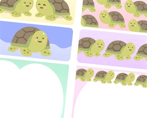 39 Cute Turtle Digital Sticker Pack Cute Turtle Printable - Etsy