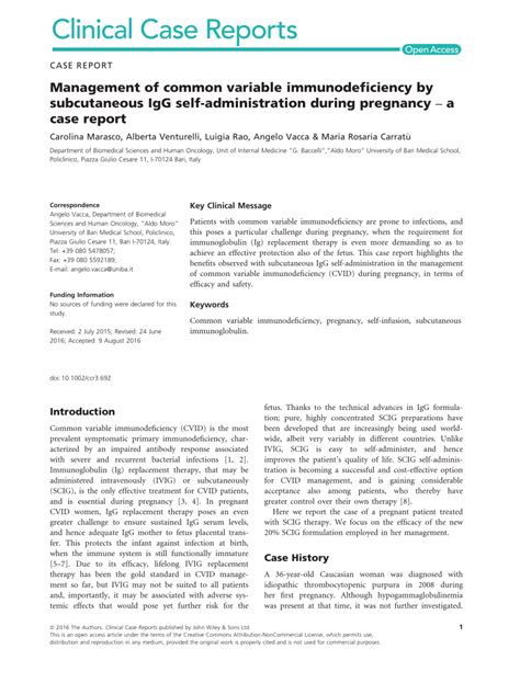 (PDF) Management of common variable immunodeficiency by subcutaneous ...