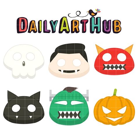 Halloween Masks Clip Art Set – Daily Art Hub // Graphics, Alphabets & SVG