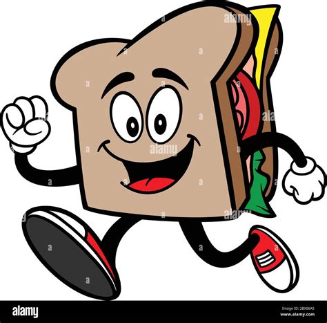 Sandwich Run- A Cartoon Illustration of a Sandwich Running Stock Vector Image & Art - Alamy