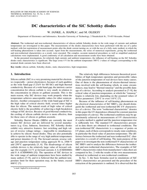 DC characteristics of the SiC Schottky diodes