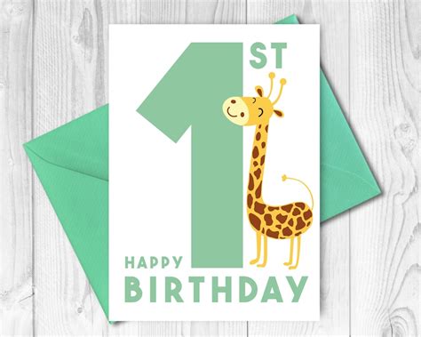 First Birthday Card Printable 1 Year Old Birthday Card Gender Neutral ...