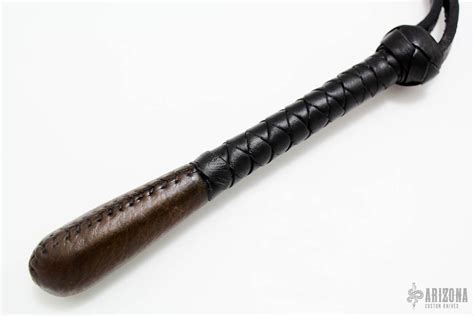 9" Black/Brown Leather Springloaded Blackjack w/ Strap | Arizona Custom ...