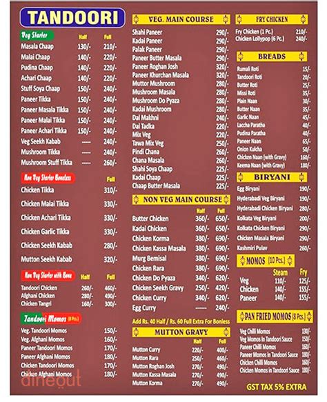 Menu of Tandoori King, Indirapuram, Ghaziabad | Dineout discovery