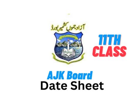 AJK BISE Mirpur Board 11th Class Date Sheet 2023