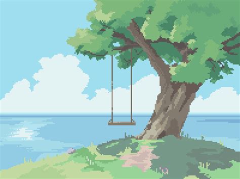 khaled482: “Tree ” | Pixel art landscape, Pixel art design, Cool pixel art