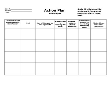 Pin on school action plan format